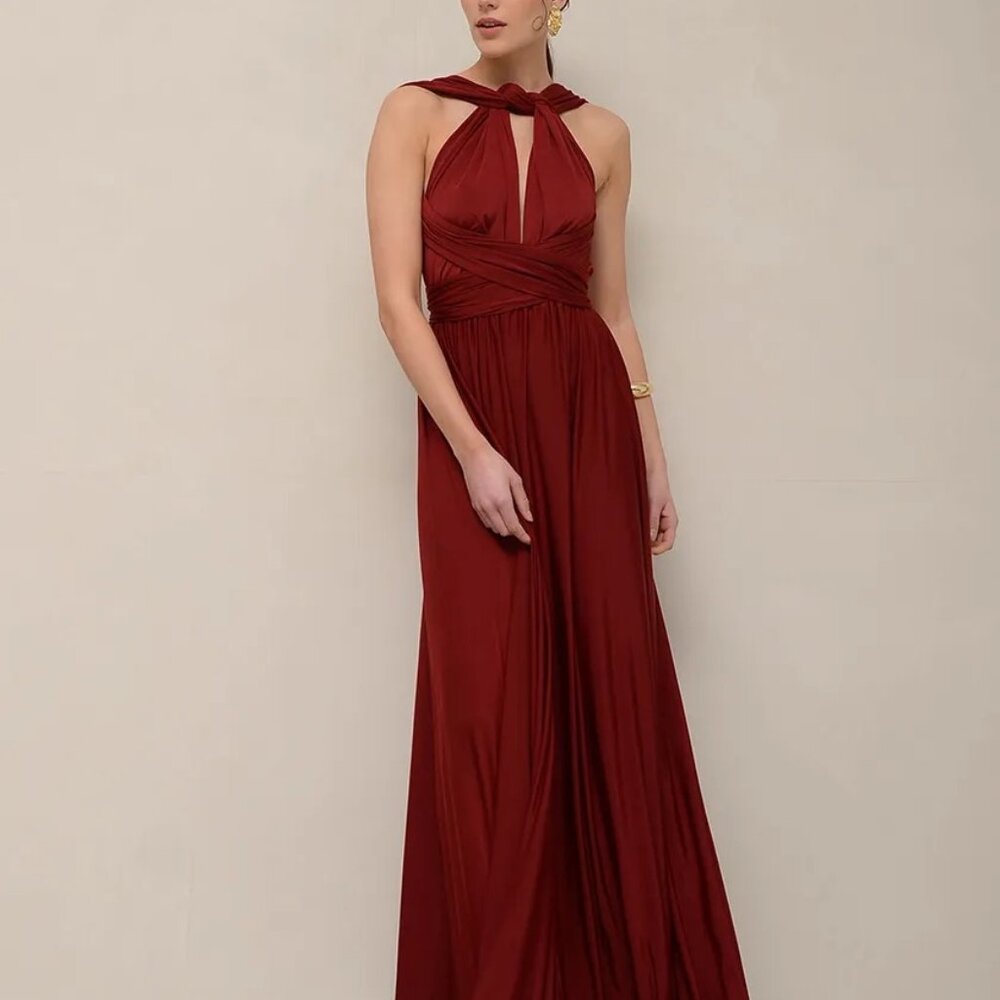 Burgundy Wine Red Infinity Bridesmaid Dress, Regular Size (fits 4-8)